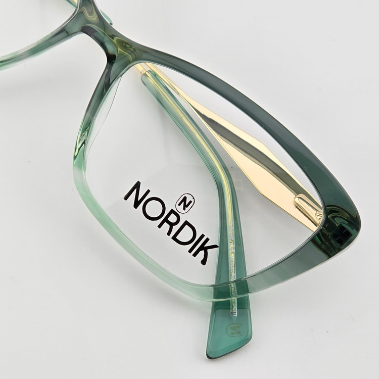 تصویر فریم عینک طبی کائوچو استات شفاف برند NORDIK مدل گربه ای رنگ سبز دورنگ کد مدل MG6372AC5