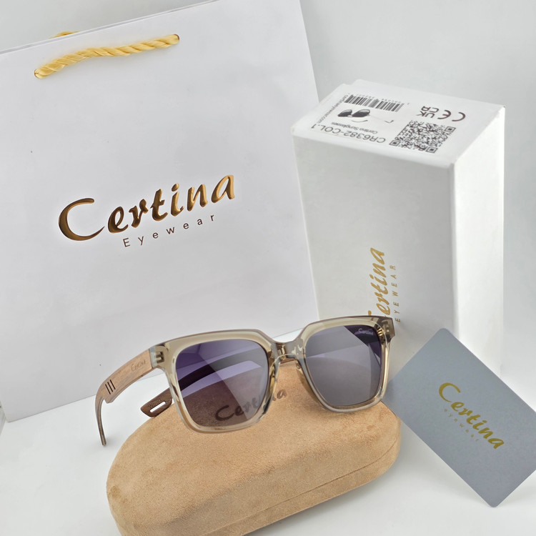 تصویر عینک آفتابی کائوچو دسته چوب شیشه پلاریزه برند Certina مدل ویفرر