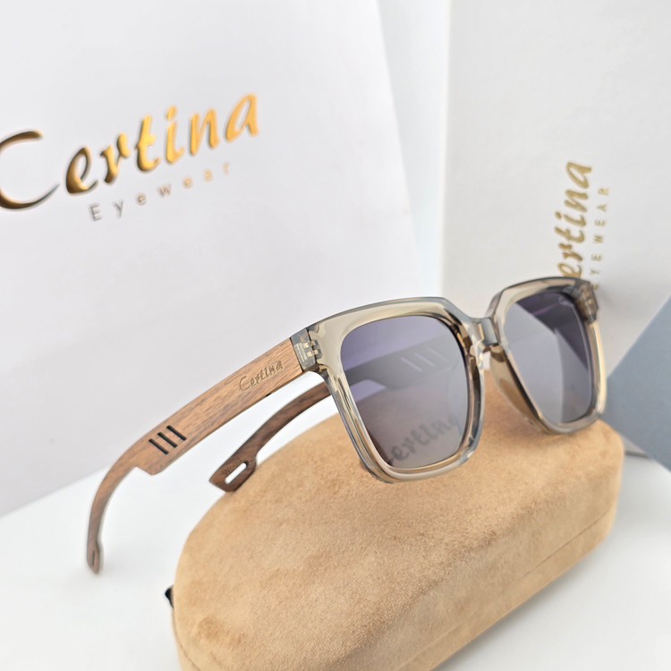 تصویر عینک آفتابی کائوچو دسته چوب شیشه پلاریزه برند Certina مدل ویفرر