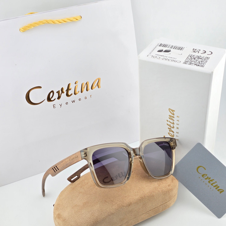 تصویر عینک آفتابی کائوچو دسته چوب شیشه پلاریزه برند Certina مدل ویفرر