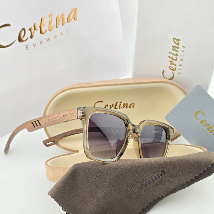 تصویر عینک آفتابی کائوچو دسته چوب شیشه پلاریزه برند Certina مدل ویفرر