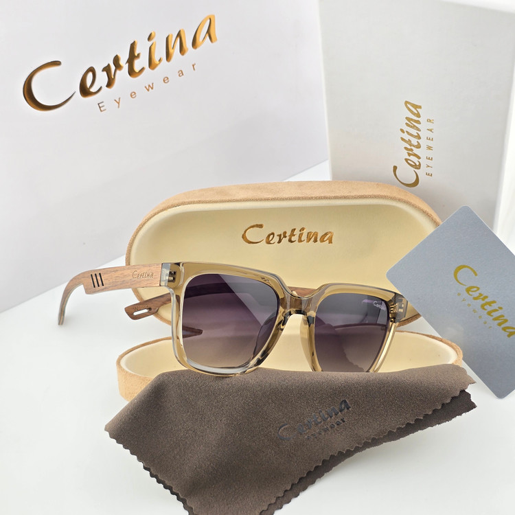 تصویر عینک آفتابی کائوچو دسته چوب شیشه پلاریزه برند Certina مدل ویفرر