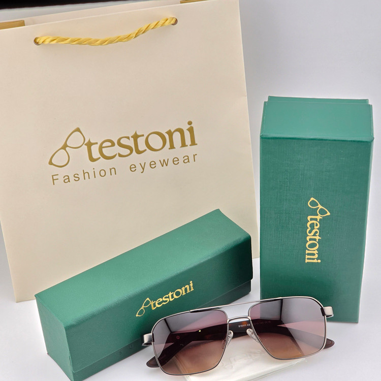تصویر عینک آفتابی مردانه فلزی دسته کائوچو برند Testoni مدل S15111