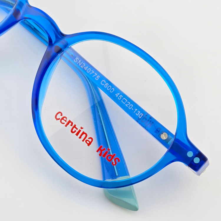 تصویر فریم عینک طبی کائوچو دخترانه و پسرانه سرتینا کیدز (Certina Kids) مدل گرد رنگ آبی شفاف