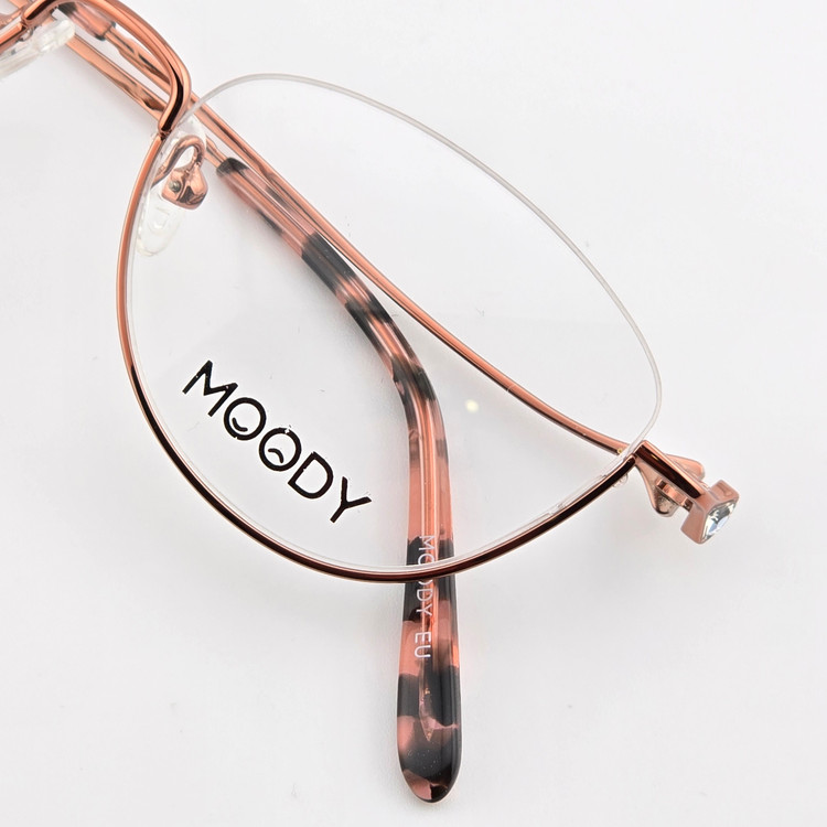 تصویر فریم عینک طبی فلزی زنانه نیم فریم نگین دار MOODY مدل 2059
