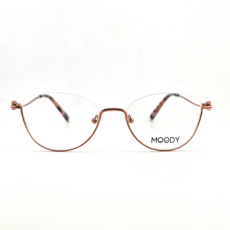 تصویر فریم عینک طبی فلزی زنانه نیم فریم نگین دار MOODY مدل 2059