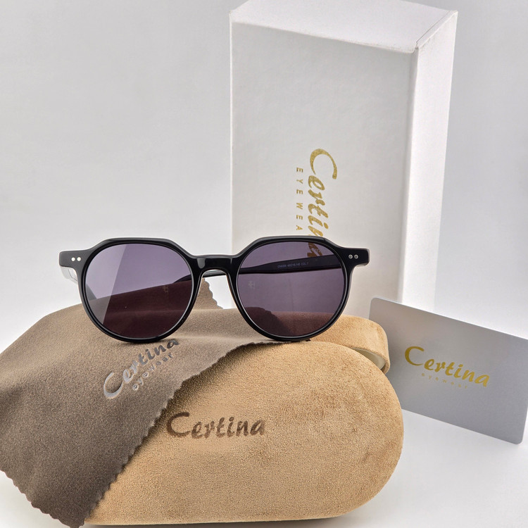 عینک آفتابی کائوچو گرد سایز کوچک سرتینا Certina مشکی مدل 6380