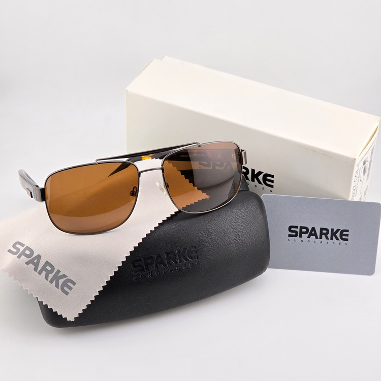 عینک آفتابی فلزی مردانه پلاریزه قهوه ای اسپارک SPARKE مدل 5223