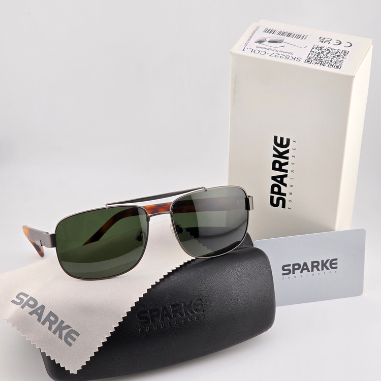 عینک آفتابی فلزی مردانه پلاریزه سبز اسپارک SPARKE مدل 5223